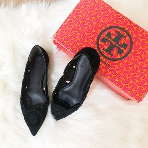 Tory Burch eyelet black flats